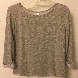 3/4 sleeve metallic sweater